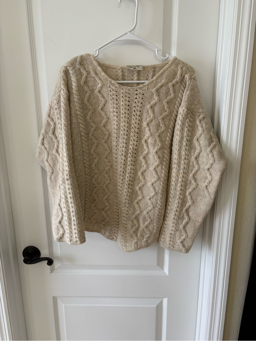 Connemara Knitwear Ireland Merino Wool Cable Knit Sweater XL Cream Aran